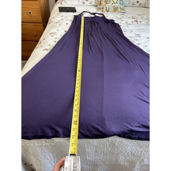 Rosa Faia Brand Womans Plain Violet Large Maxi Halter Dress NWT Beads - Picture 12 of 14